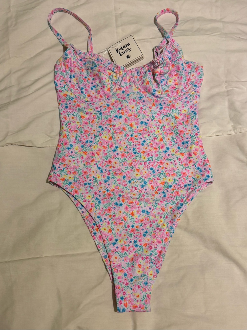 Kulani Kinis Floral One-Piece Swimsuit in Pink, Blue, Yellow
